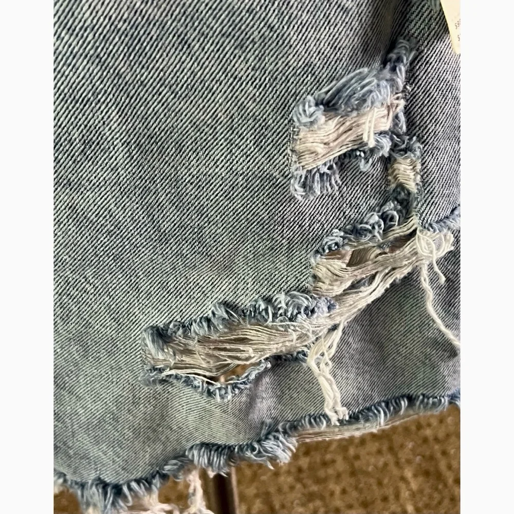 Anthropologie Destroyed Denim Mini Skirt 14 - Picture 6 of 12